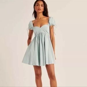 Abercrombie & Fitch Blue Puff Sleeve Mini Dress Size Small Tall